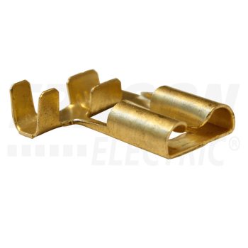   Szig.tlen rátolható csatl. hüvely, ónozott réz, rögz.csapos 7,7×0,8mm, 1-2,5mm2, 90°