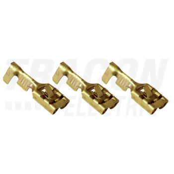   Szig.tlen rátolható csatl. hüvely, sárgaréz, rögz.csapos 6,3×0,8mm, 1-2,5mm2