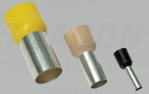 Szigetelt (PA6.6) érvéghüvely, ónozott elektrolitréz, lila 0,25mm2, L=10,4mm