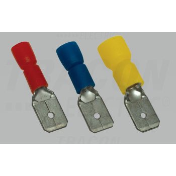   Szigetelt rátolható csatlakozó csap, sárgaréz, kék 6,3×0,8mm, 2,5mm2
