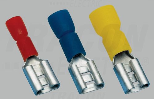 Szigetelt rátolható csatlakozó hüvely, sárgaréz, kék 4,8×0,8mm, 2,5mm2