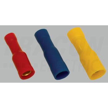   Szigetelt hengeres csatlakozó aljzat, elektrolitréz, kék 2,5mm2, (d1=2,1mm, d2=5mm), PVC