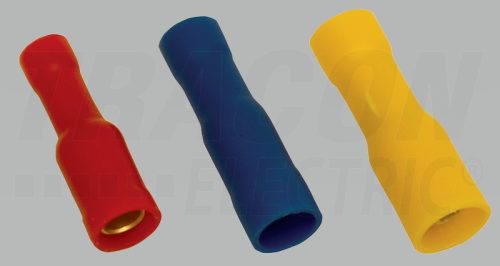 Szigetelt hengeres csatlakozó aljzat, elektrolitréz, kék 2,5mm2, (d1=2,1mm, d2=5mm), PVC