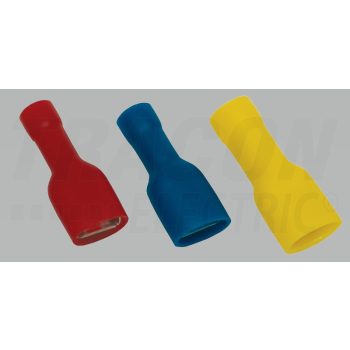   Teljes szigetelésű rátolható csatl. hüvely, sárgaréz, kék 2,5mm2, 2,8×0,5 mm